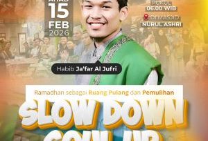 Masjid Nurul Ashri Yogyakarta menggelar Tarhib Ramadhan 1447 H bertajuk “Slow Down Soul Up” bersama Habib Ja’far Al Jufri, dilengkapi bazar dan cek kesehatan gratis. foto: Istimewa